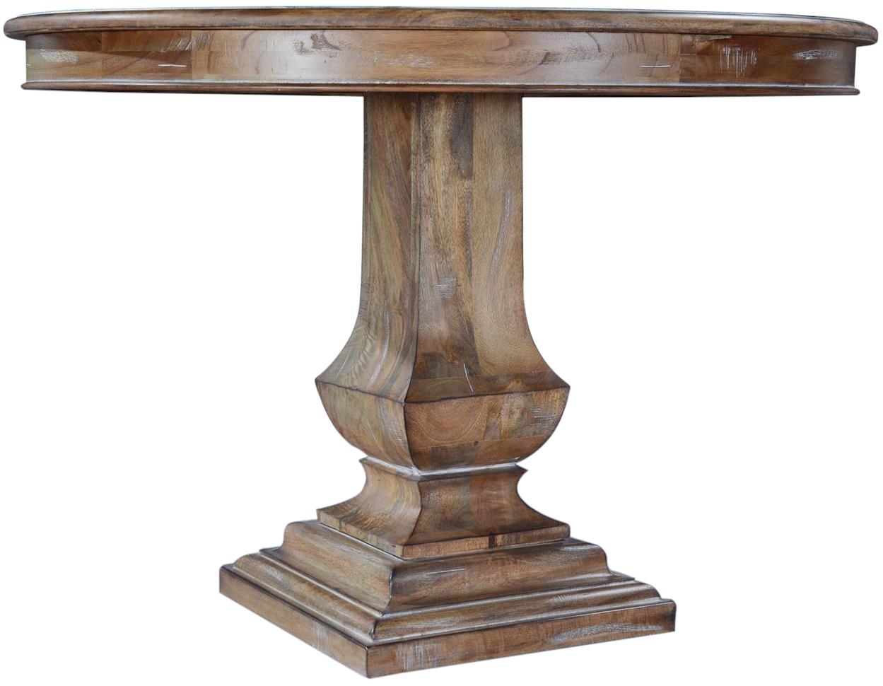 Pastry Table Dining Tuscan Italian Round 42 Beachwood Solid Wood Pedestal Base-Image 2