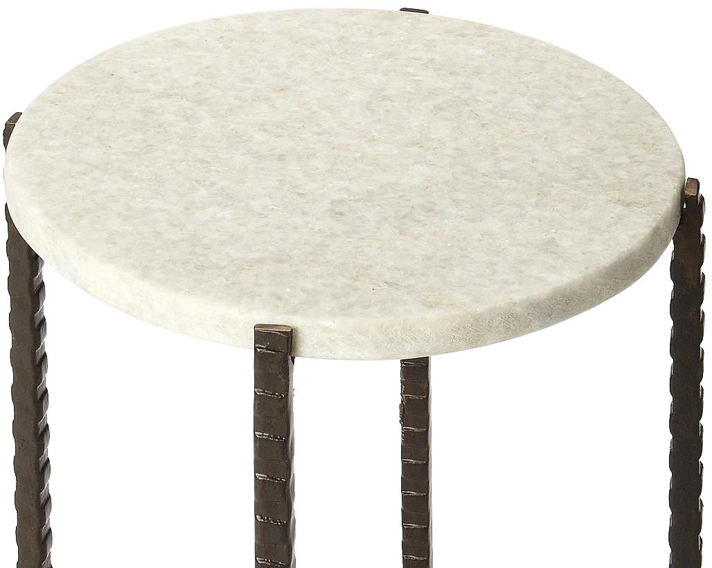 Accent Table Modern Contemporary Round Twisted Legs White Distressed Marble-Image 2