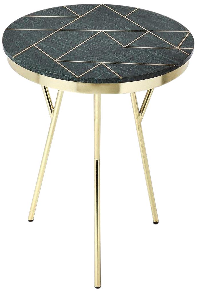Accent Table Contemporary Green Brass Metalworks Distressed Gray Iron Metal-Image 1