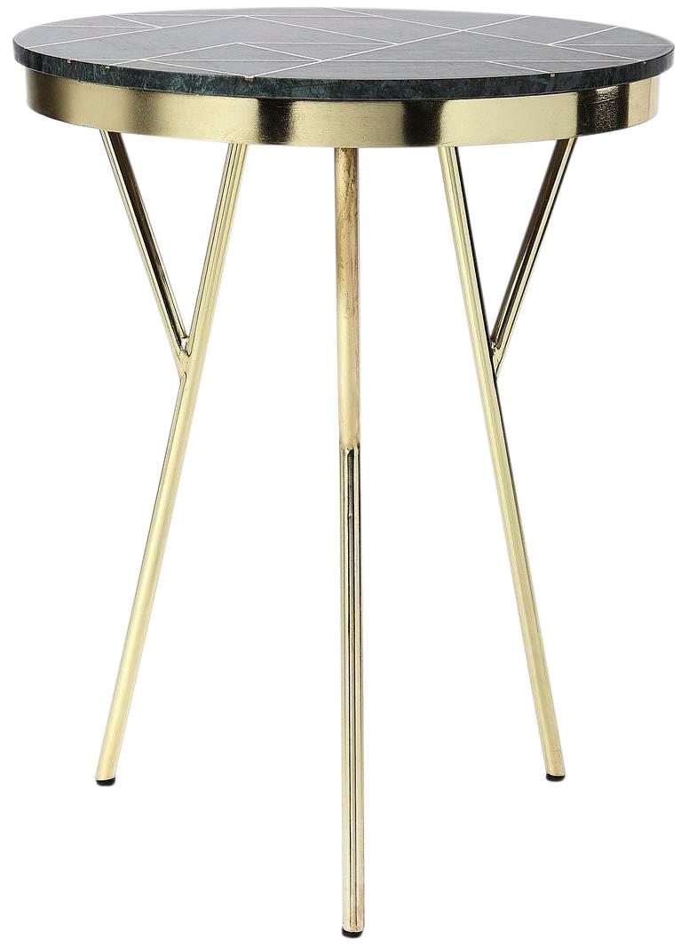 Accent Table Contemporary Green Brass Metalworks Distressed Gray Iron Metal-Image 4