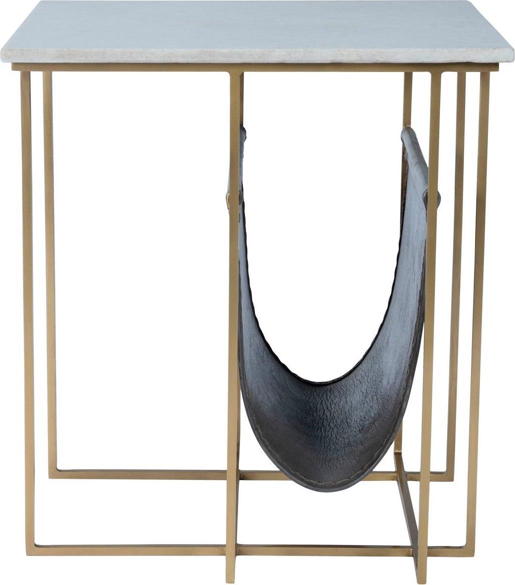 Magazine Table Stand Aged Gray Brown Silver White Distressed Iron Marble Metal-Image 1