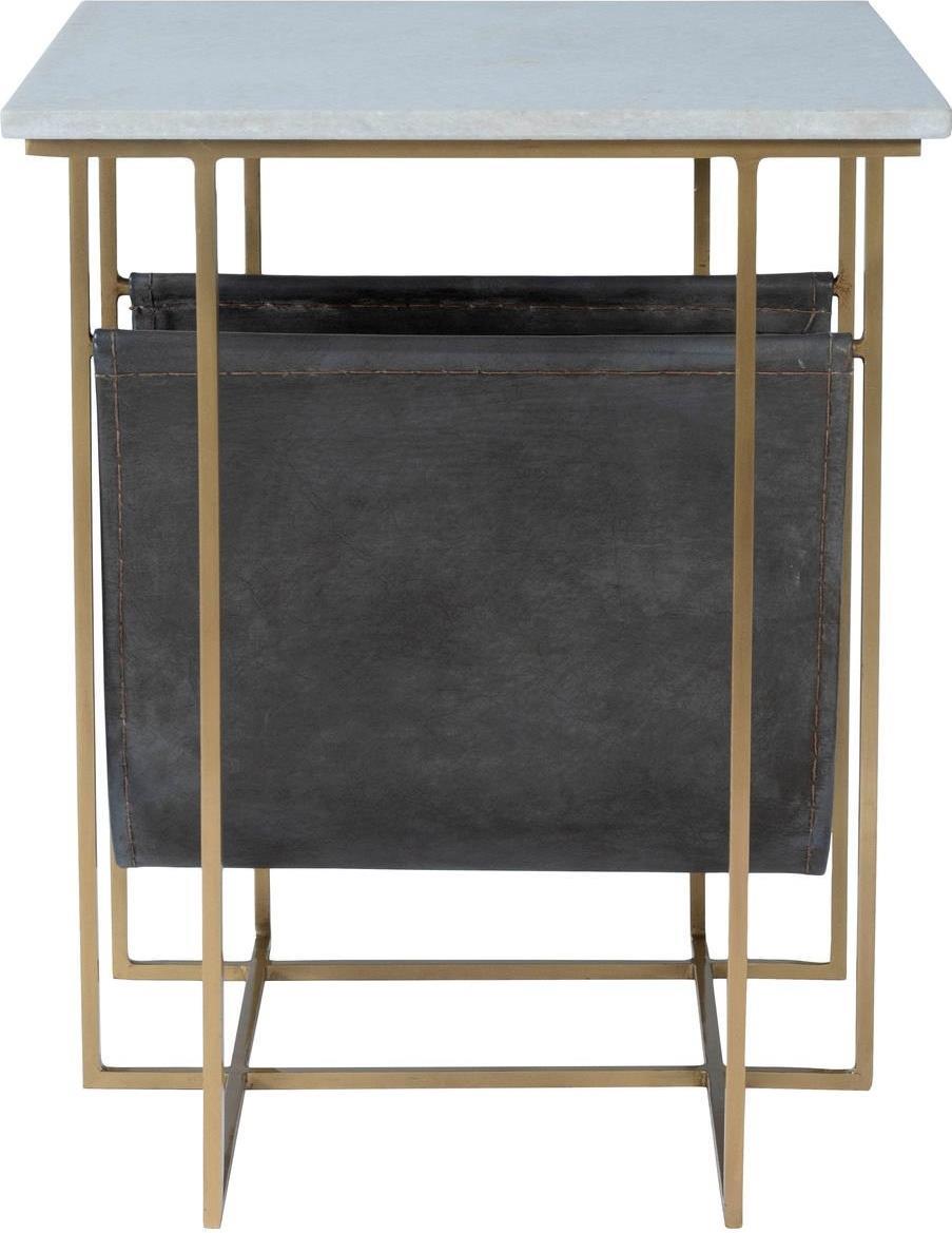 Magazine Table Stand Aged Gray Brown Silver White Distressed Iron Marble Metal-Image 4