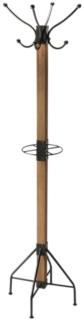 Coat Rack Stand Contemporary 2-Tier Tiered Distressed Black Iron Mango-Image 1