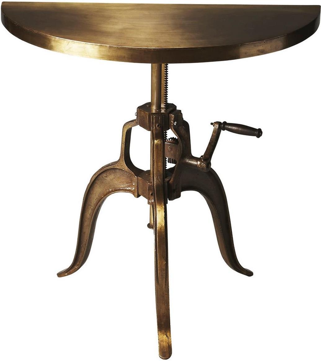 Console Industrial Demilune Adjustable Distressed Antique Bronze Metalworks-Image 1