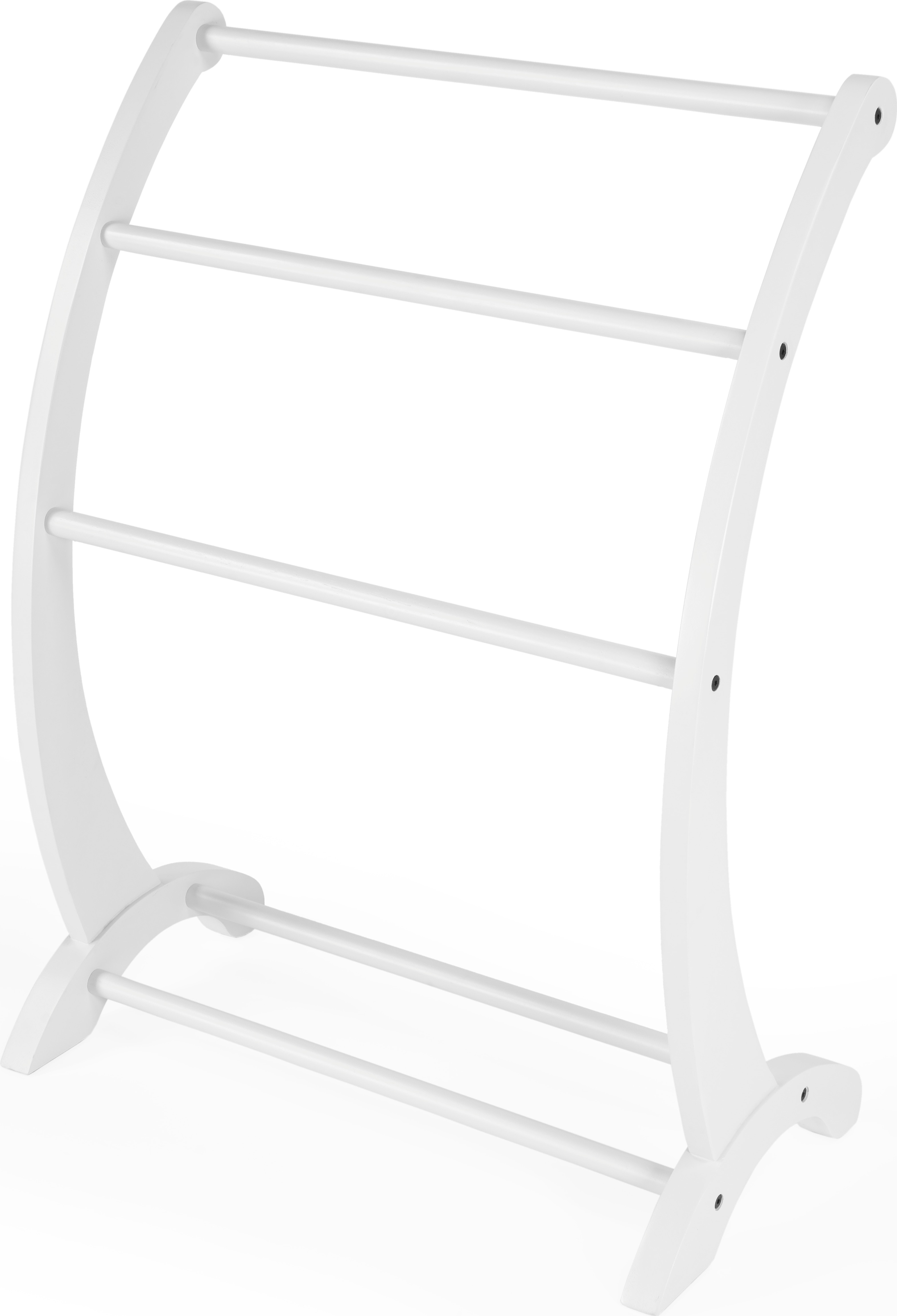 BLANKET STAND TRANSITIONAL ARCHED SIDE SUPPORTS DISTRESSED GLOSSY WHITE