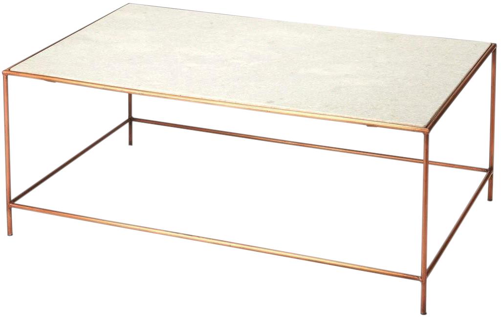 Coffee Table Cocktail Modern Contemporary Rectangular Distressed Rose Gold-Image 1