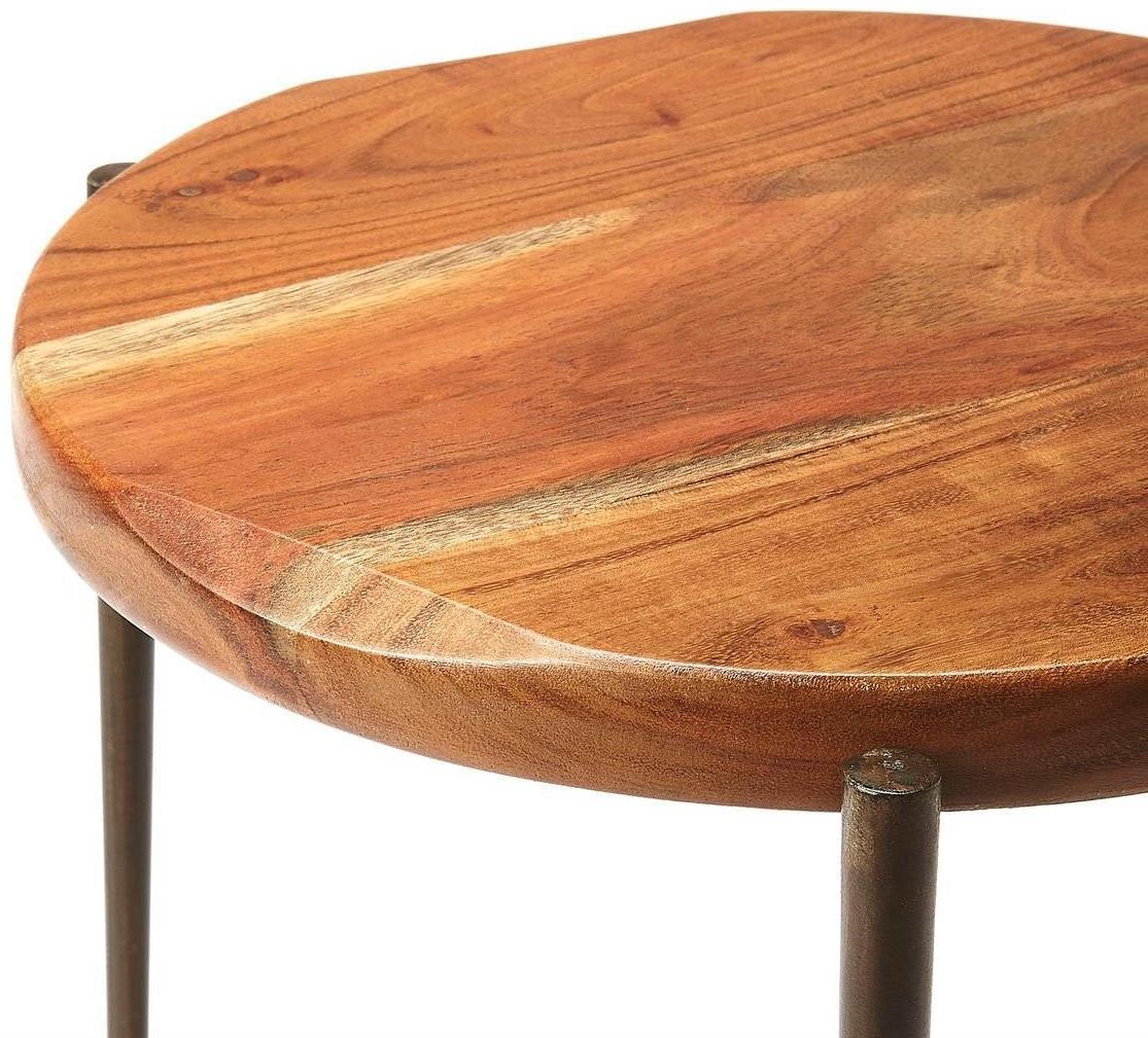 End Table Side Modern Contemporary Round Live Edge Distressed Solid Acacia-Image 4