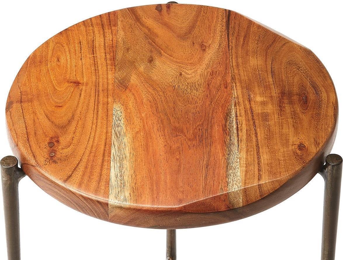 End Table Side Modern Contemporary Round Live Edge Distressed Solid Acacia-Image 5