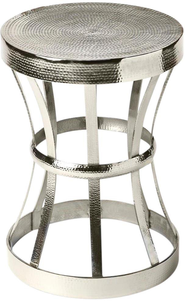 End Table Side Industrial Hammered Distressed Nickle Aluminum-Image 1