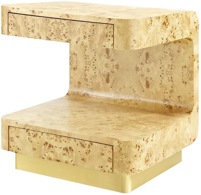 Side Table BUNGALOW 5 EMIL Cosmopolitan Brushed Brass Accents Lacquered Oak-Image 1