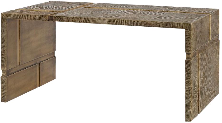 Coffee Table Cocktail BUNGALOW 5 HOLLIS Industrial Hand-Hammered Antiqued Brass-Image 3