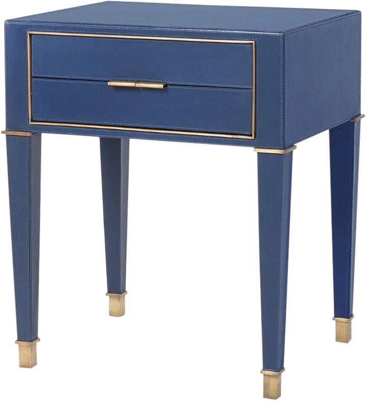 Side Table BUNGALOW 5 HUNTER Neo-Classical Antique Brass Hardware Navy Blue-Image 1