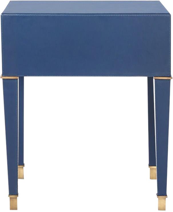 Side Table BUNGALOW 5 HUNTER Neo-Classical Antique Brass Hardware Navy Blue-Image 3