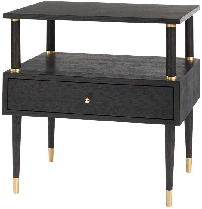 Side Table BUNGALOW 5 GABRIEL Espresso Brushed Brass Accents Brown Oak Metal-Image 1