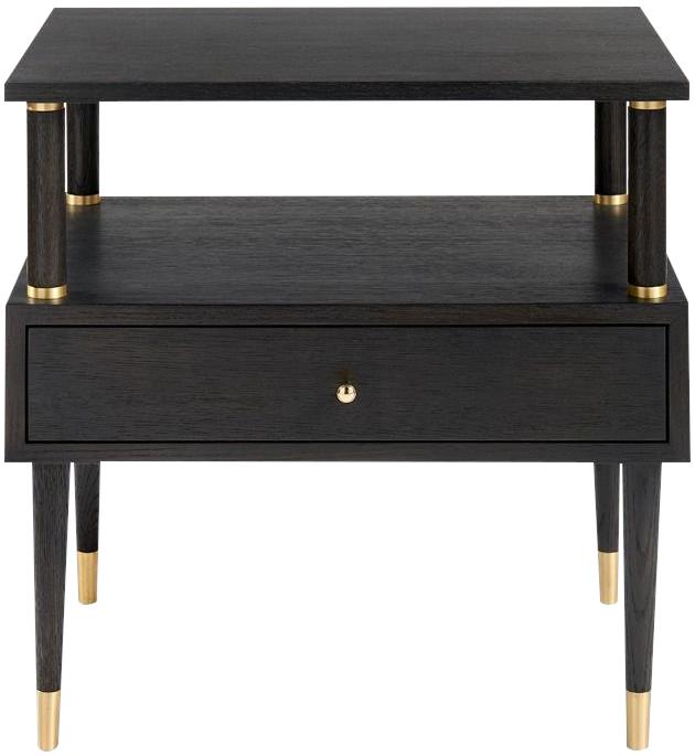 Side Table BUNGALOW 5 GABRIEL Espresso Brushed Brass Accents Brown Oak Metal-Image 2