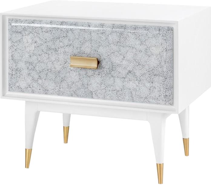 Side Table BUNGALOW 5 ELISA Gray Lacquer Brushed Brass Eggshell Drawer Fronts-Image 1