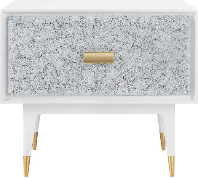Side Table BUNGALOW 5 ELISA Gray Lacquer Brushed Brass Eggshell Drawer Fronts-Image 2