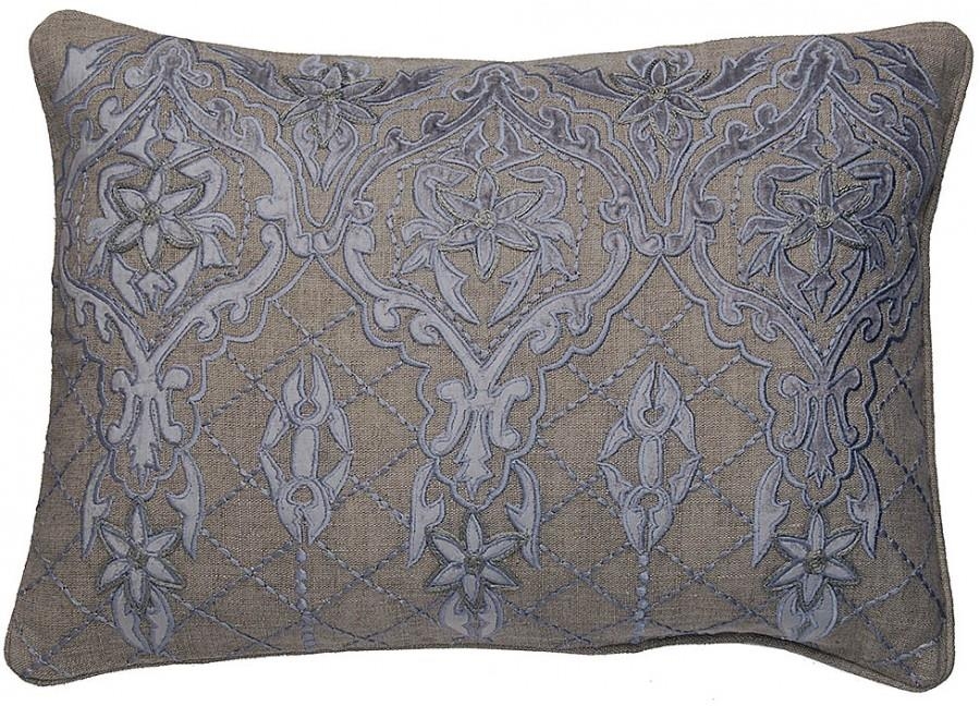 Pillow Throw 14x20 20x14 Dove Gray Velvet Linen Down Feather Insert Handmade-Image 2
