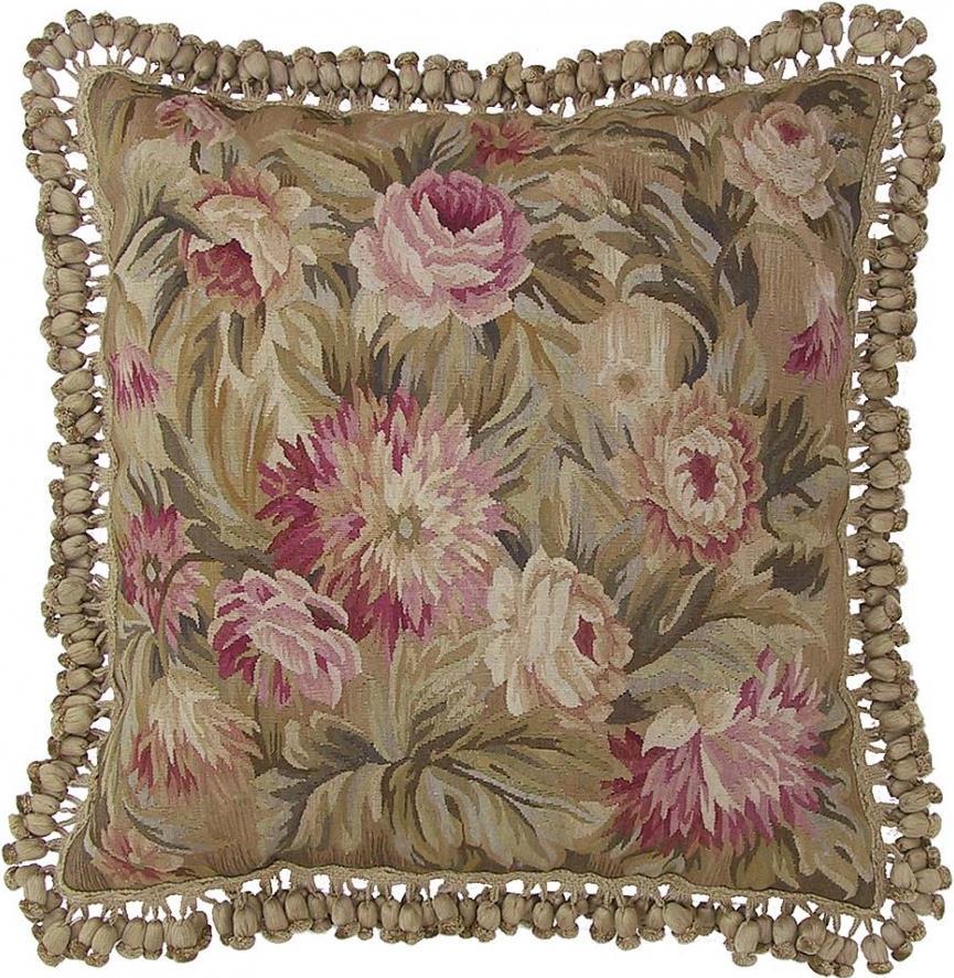 Aubusson Throw Pillow Handwoven Wool 22