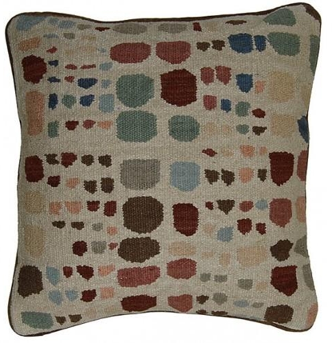 Aubusson Handwoven Throw Pillow 20 X 20 Modern Spots Brown,Beige,Tan-Image 1