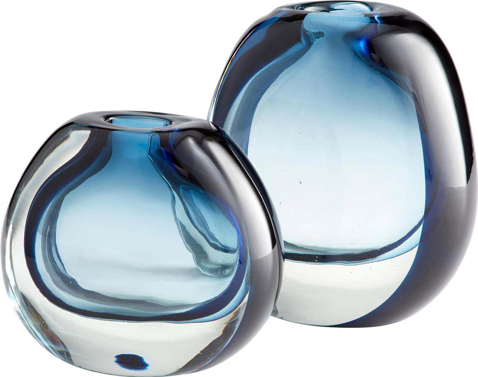 Vase CYAN DESIGN JACINTA Contemporary Clear Blue Glass-Image 1