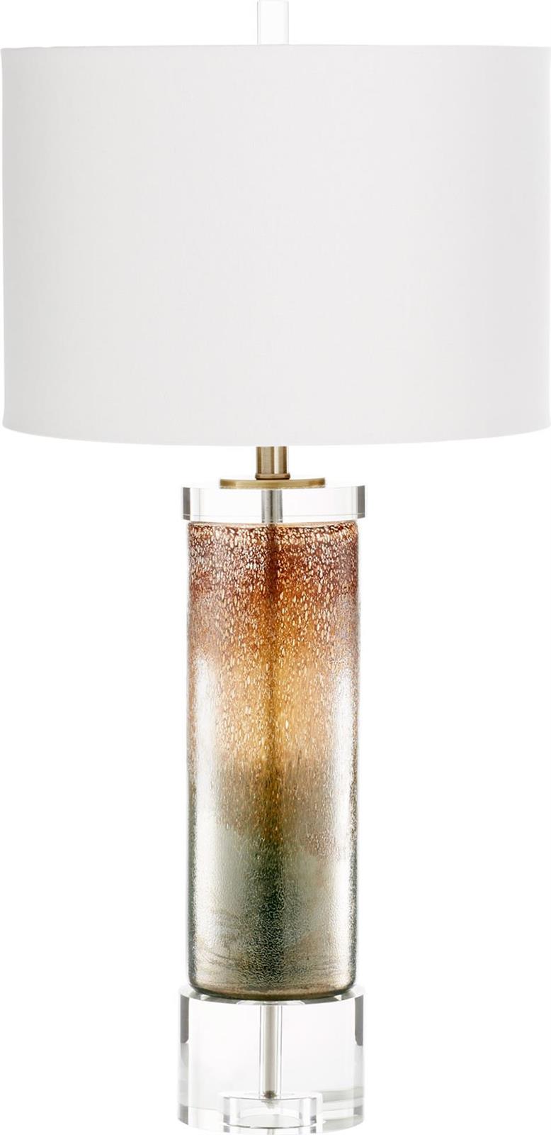 Table Lamp CYAN DESIGN STARDUST 1-Light Off-White Lunar Brown Linen Shade Glass-Image 1
