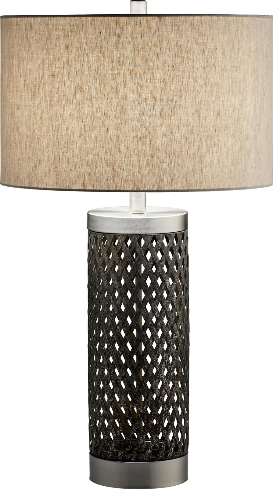 Table Lamp CYAN DESIGN FIORE Transitional 1-Light Satin Nickel Silver Linen-Image 2