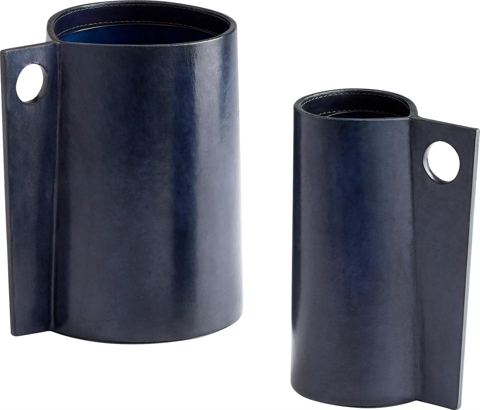 Vase CYAN DESIGN CUPPA Modern Contemporary Blue Glass Leather-Image 4