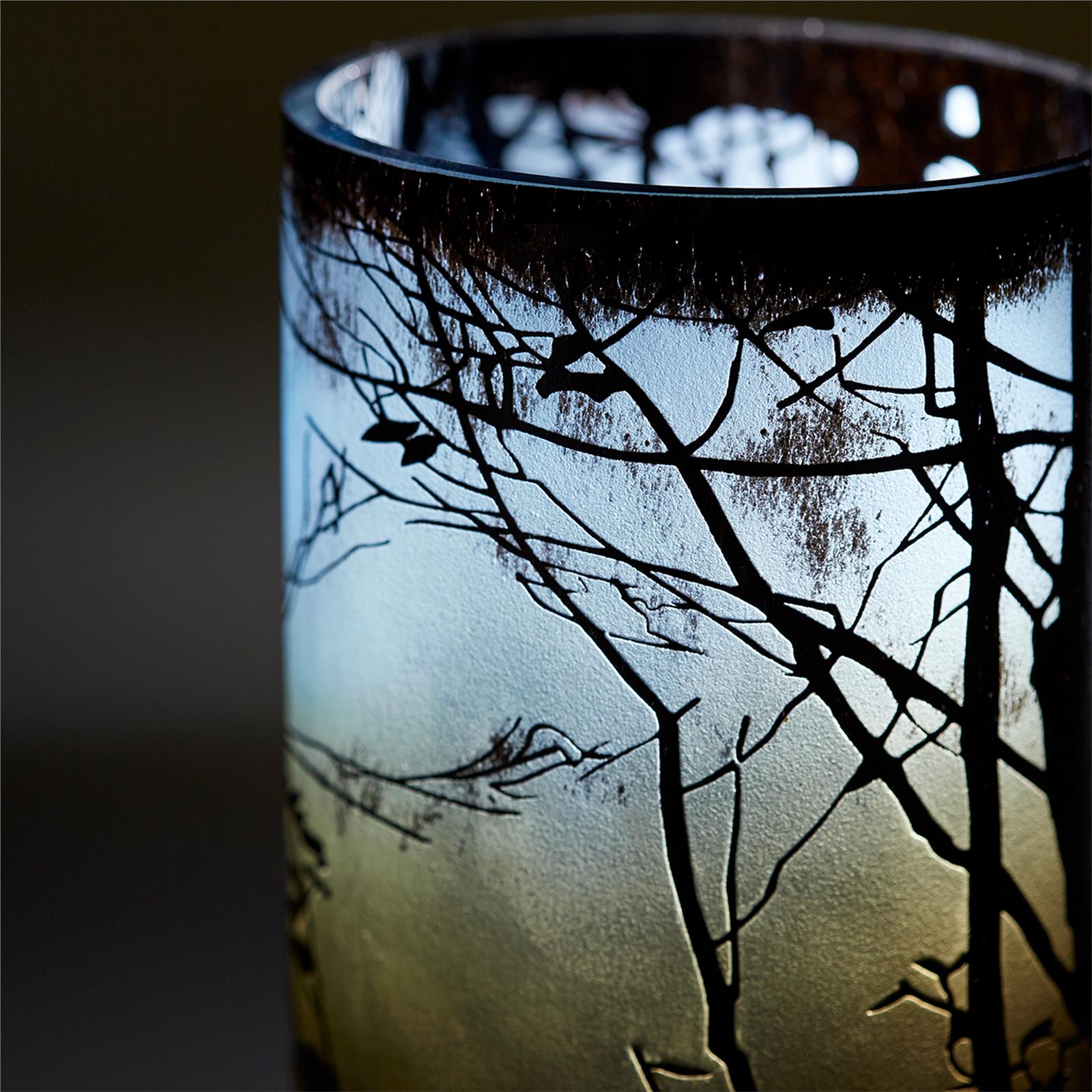 Vase CYAN DESIGN MIOMBO Bohemian Cylindrical Blue Green Glass-Image 3