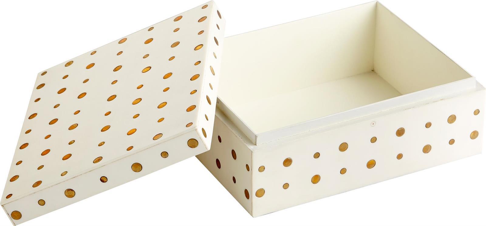 Decorative Box CYAN DESIGN DOT CROWN Brass White Resin Wood-Image 2