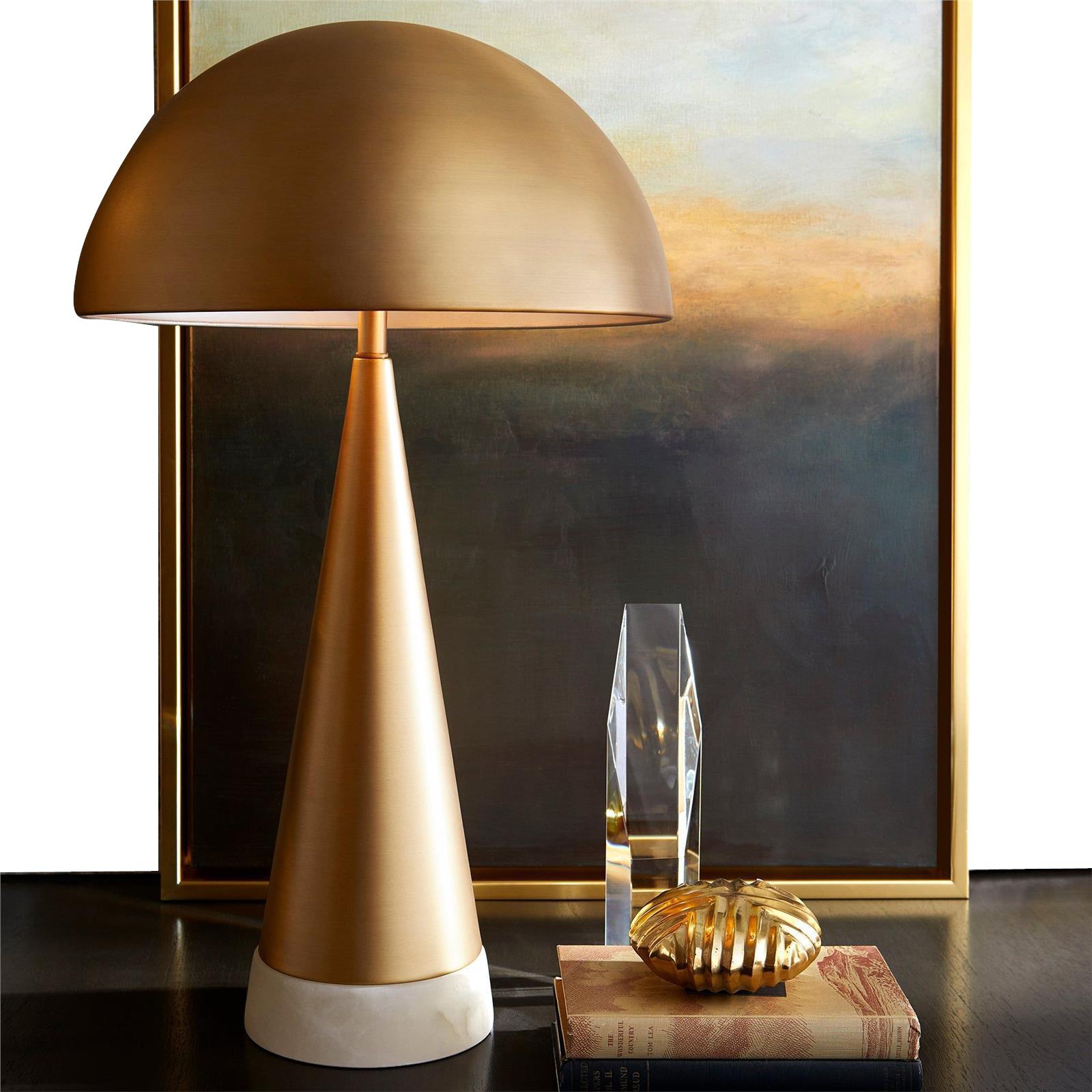 Table Lamp CYAN DESIGN ACROPOLIS Modern Contemporary 2-Light Aged Brass Marble-Image 3