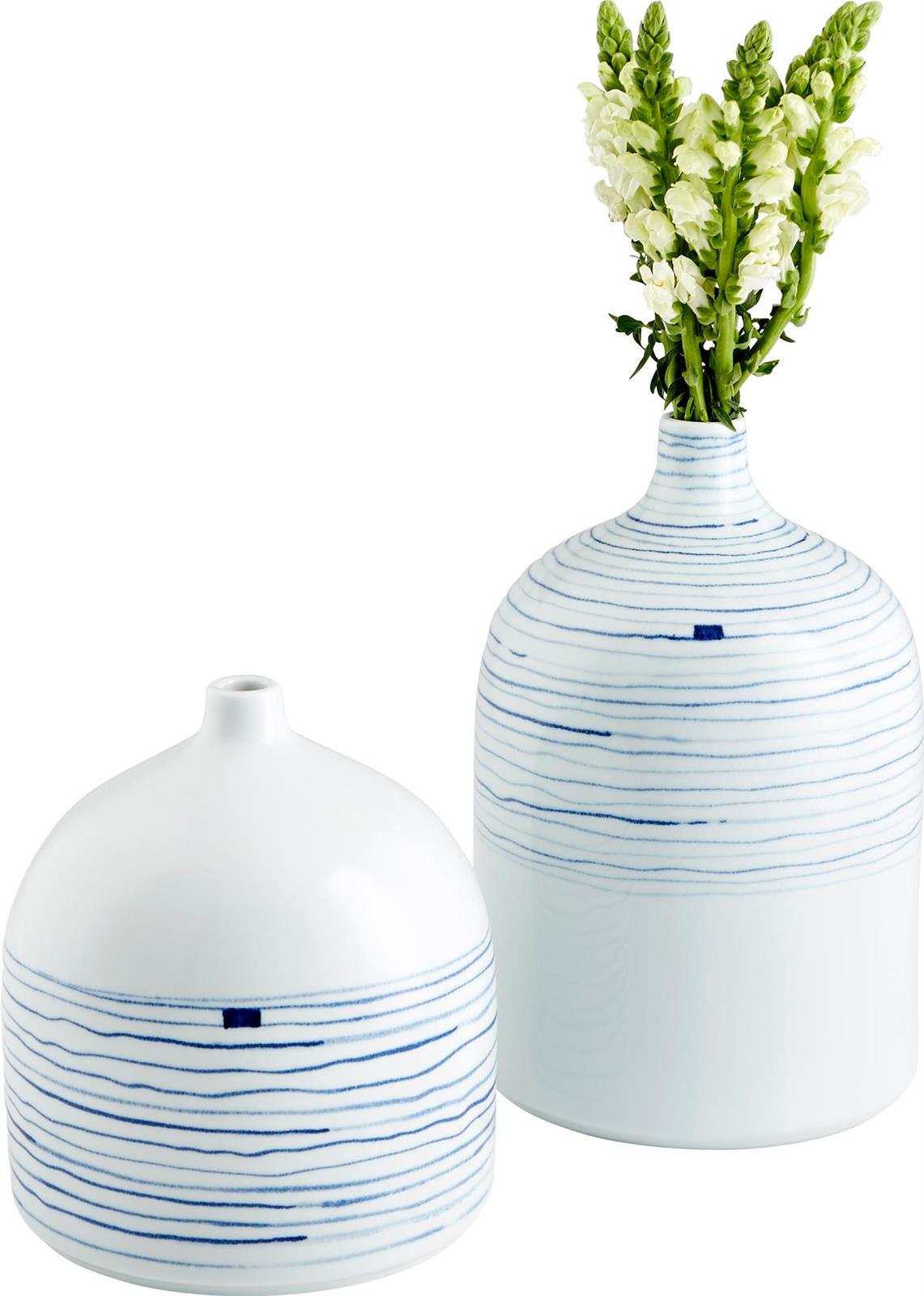 Vase CYAN DESIGN WHIRLPOOL White Blue Ceramic-Image 2