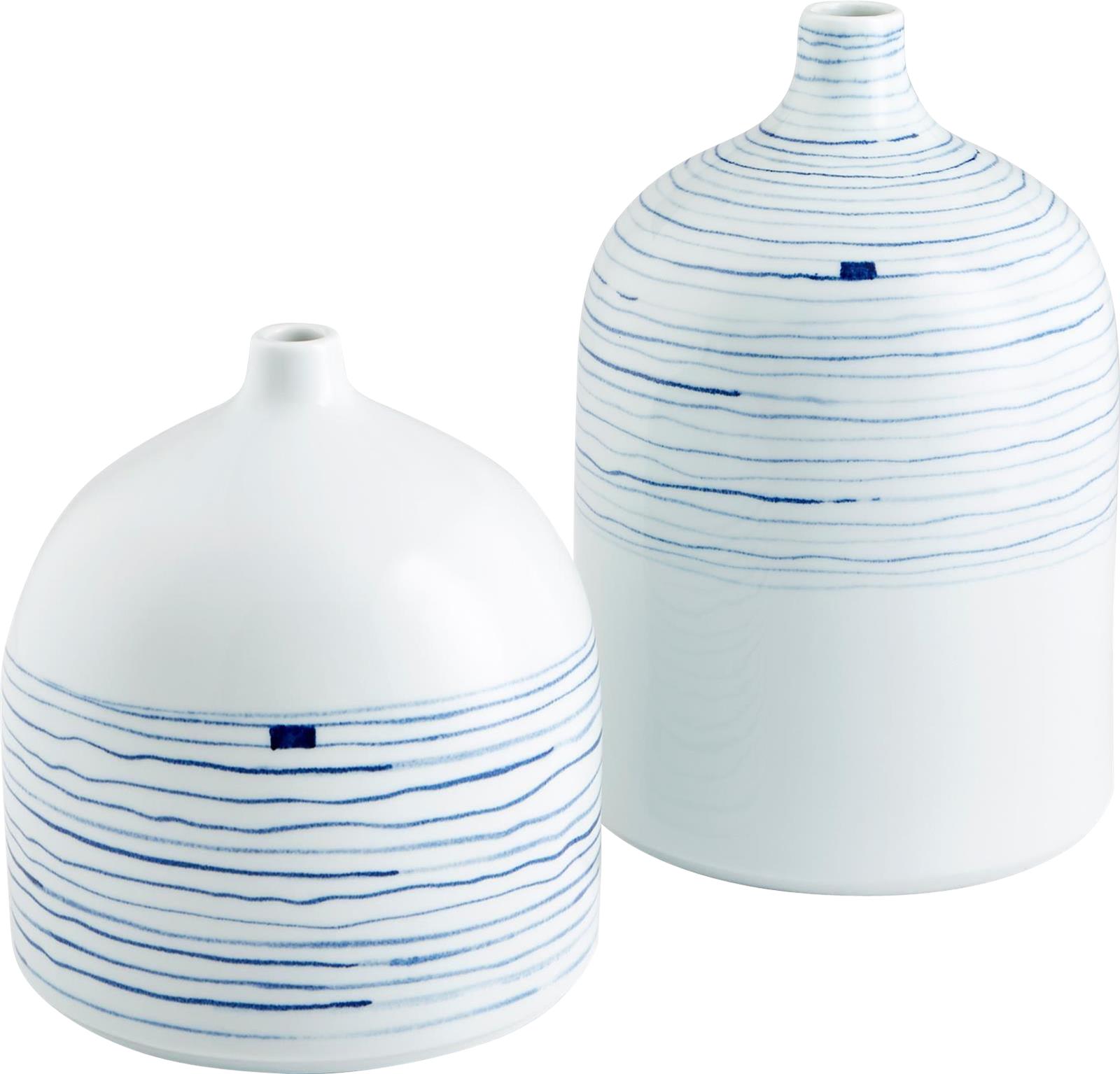 Vase CYAN DESIGN WHIRLPOOL Blue White Ceramic-Image 1
