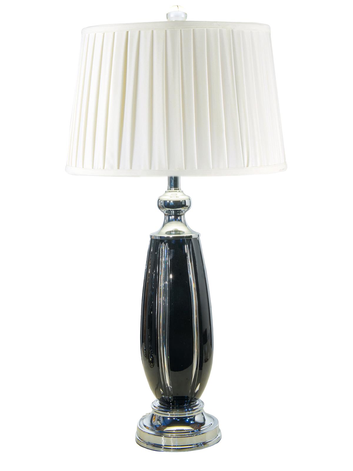Table Lamp DALE TIFFANY BLACKLINE Pleated Shade 1-Light Black Polished Chrome-Image 1