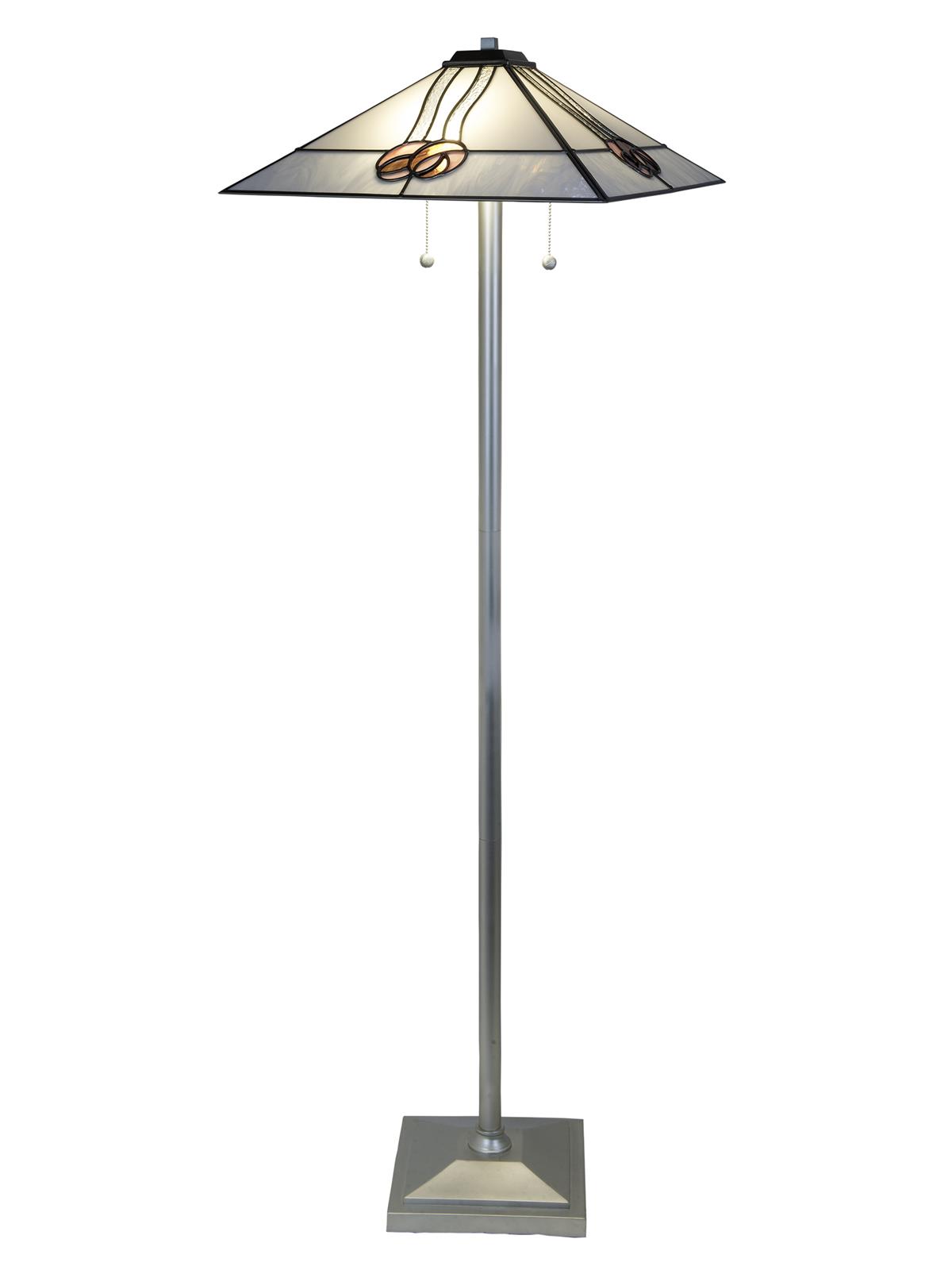 Floor Torchiere Lamp DALE TIFFANY MACK ROSE Triangular Shade 2-Light-Image 1