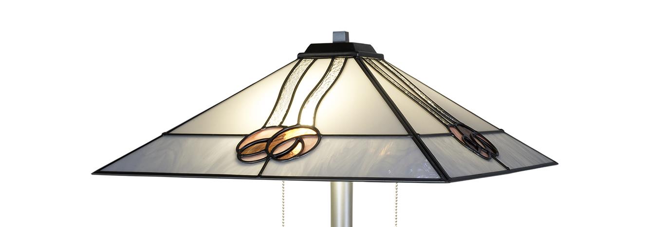 Floor Torchiere Lamp DALE TIFFANY MACK ROSE Triangular Shade 2-Light-Image 3