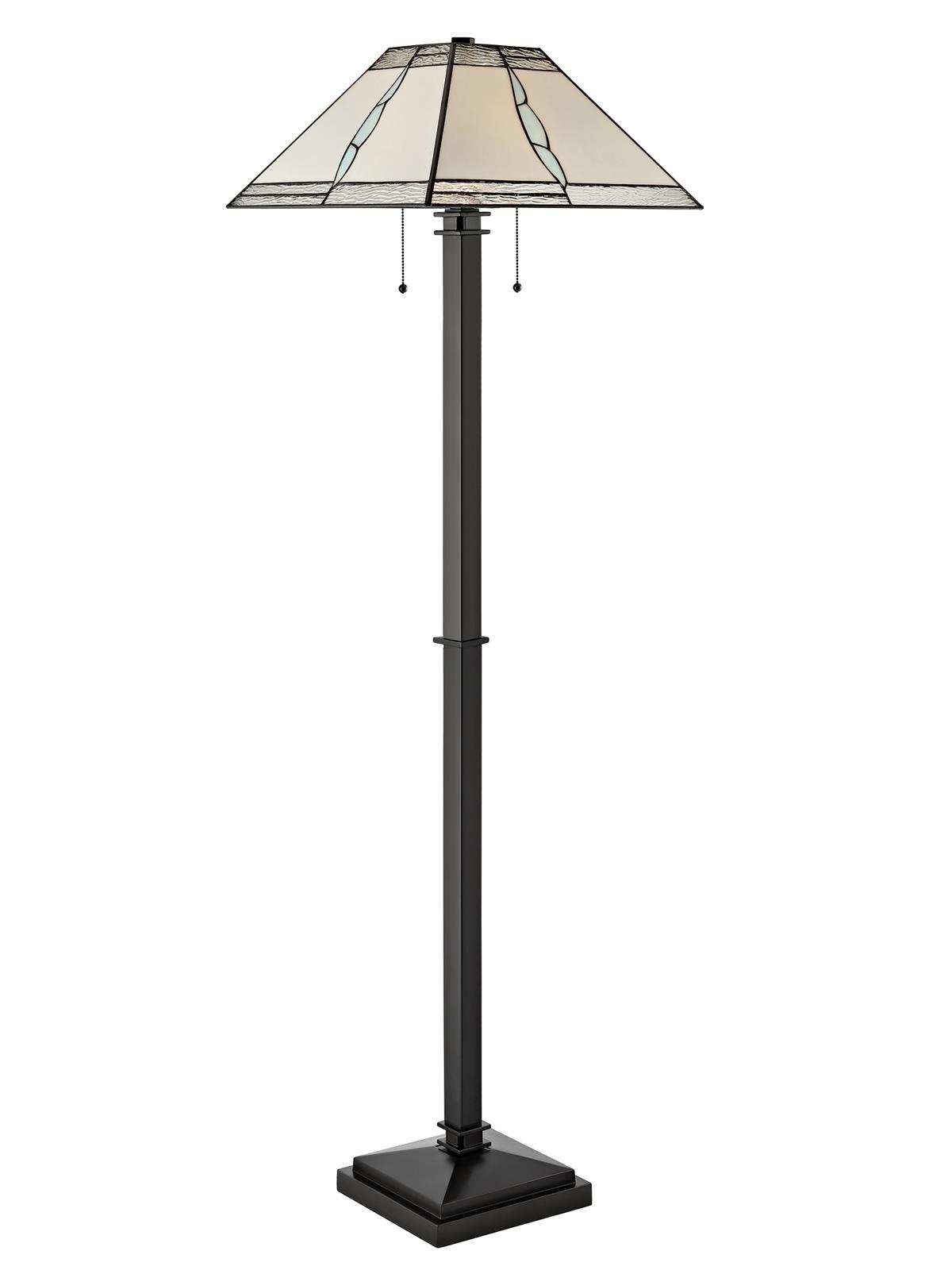 Floor Torchiere Lamp DALE TIFFANY PARKDALE Square Base 2-Light Blue Bronze-Image 1