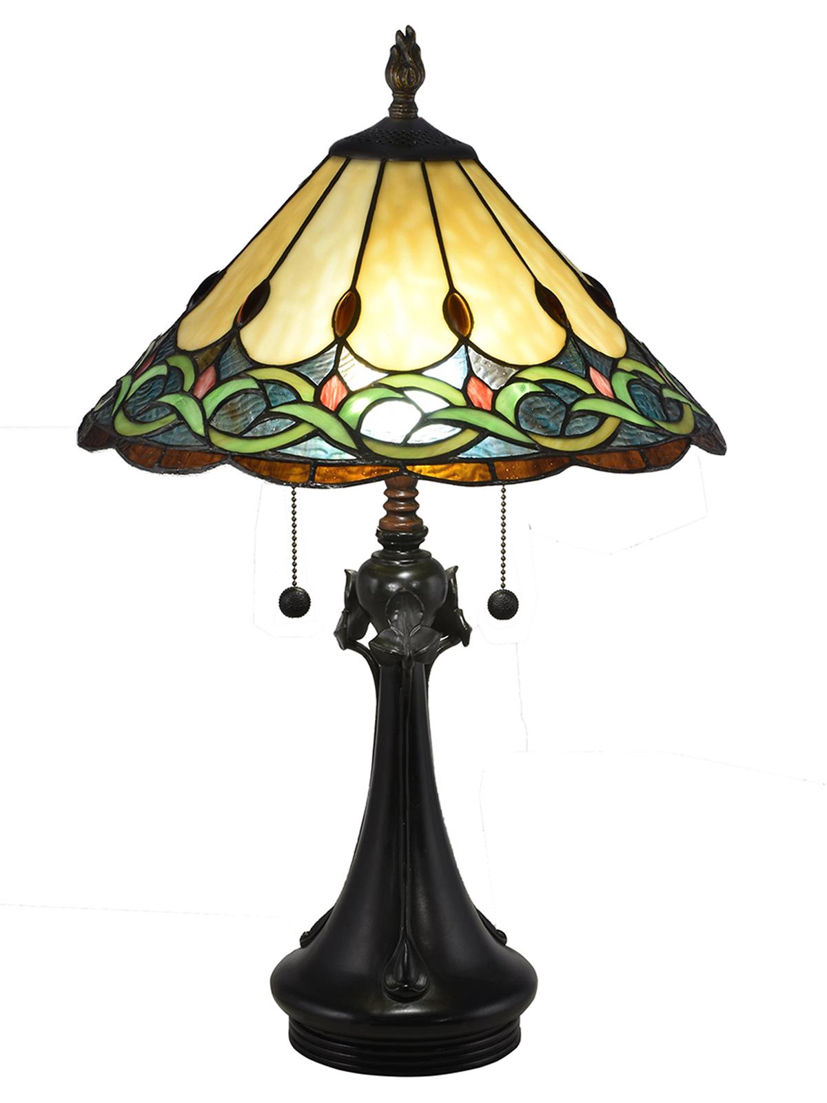 Table Lamp DALE TIFFANY ADAIR Flared Column Cone Shade Pedestal Base 2-Light-Image 1