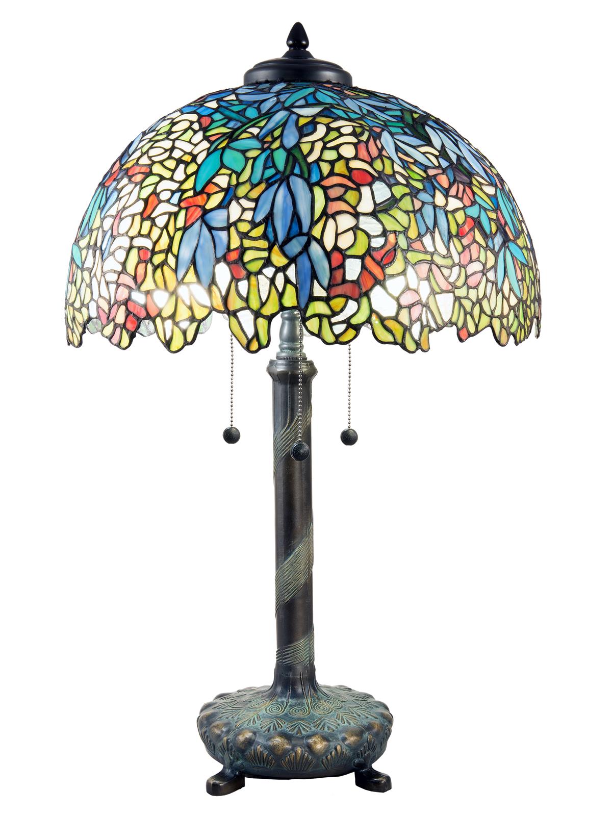 Table Lamp DALE TIFFANY JACQUES LABURNUM Dome Shade 3-Light Copper-Foiled Glass-Image 1