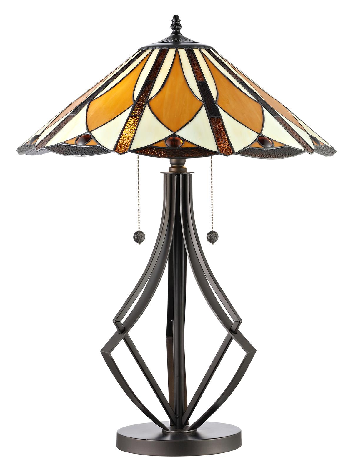 Table Lamp DALE TIFFANY Contemporary Diamond Conical Shade Cone 2-Light-Image 1