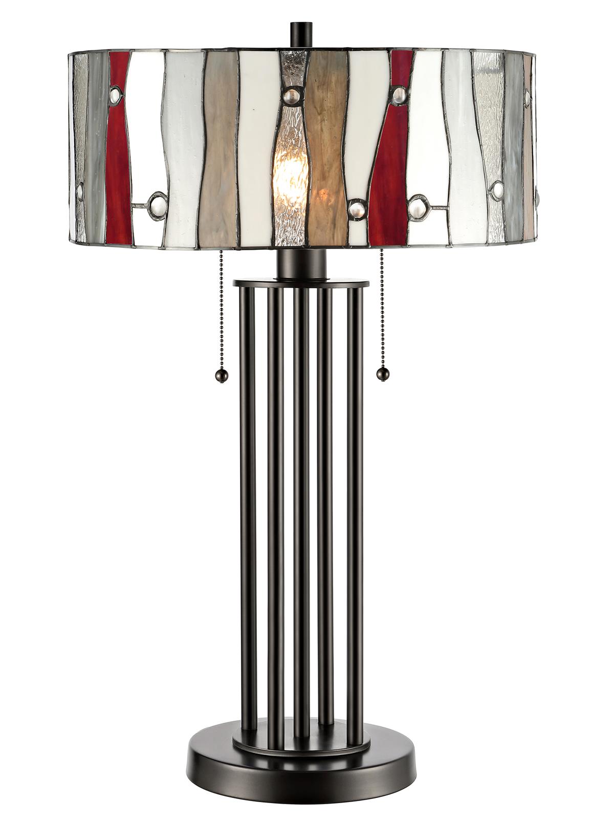 Table Lamp DALE TIFFANY ASTON Contemporary Pedestal Drum Shade 2-Light Tall-Image 1