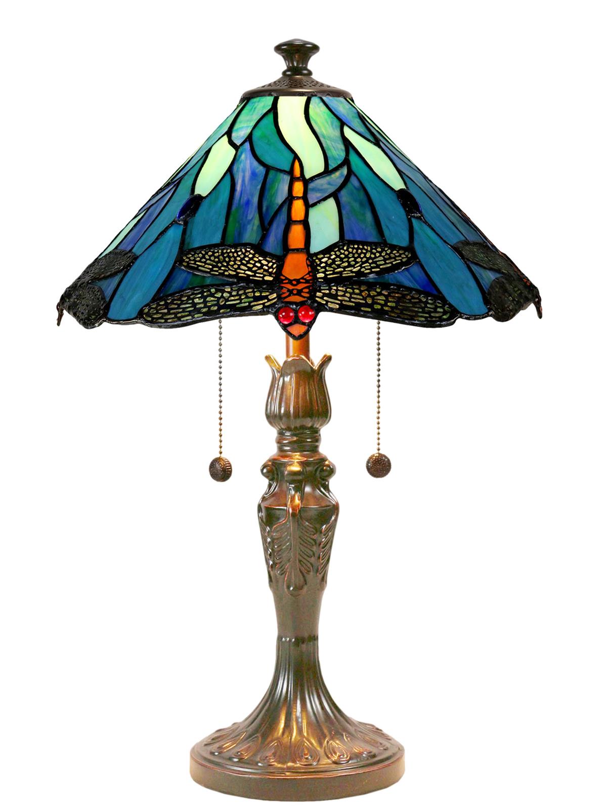 Table Lamp DALE TIFFANY HUXLEY Pedestal Base Cone Shade 2-Light Antique Bronze-Image 1