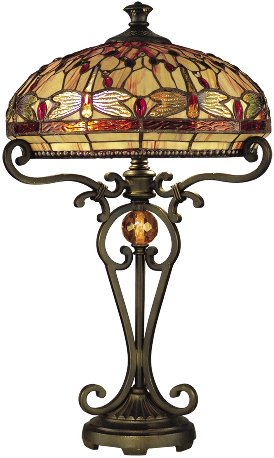 Dale Tiffany Dragonfly Table Lamp, Hand-Rolled Art Glass, Pull Chain-Image 1