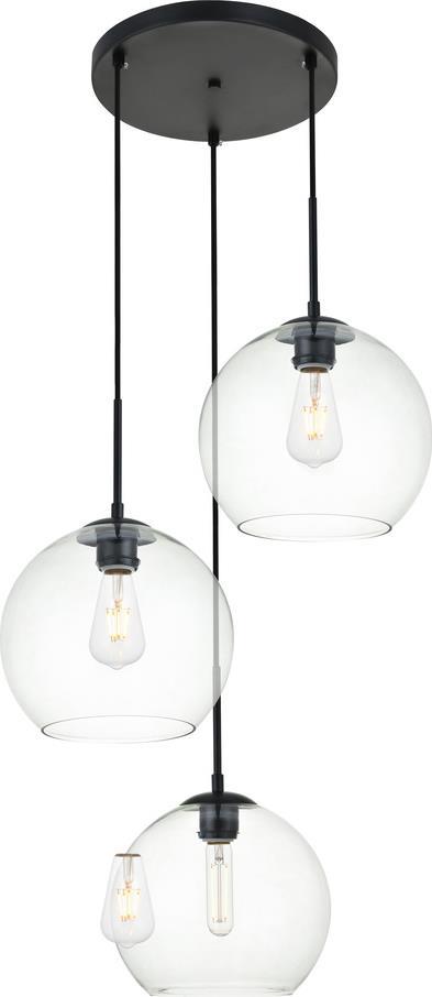 Pendant Light BAXTER Transitional Black Clear Wire Glass Iron Medium E26 40W-Image 1