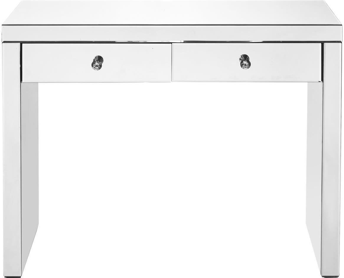 Console Table Contemporary Clear Brushed Steel Silver Solid Wood-Image 1