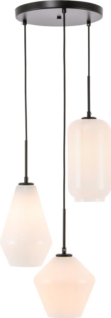 Pendant Lamp GENE 3-Light Black Frosted White Wire Iron Glass Medium E26 40W-Image 1