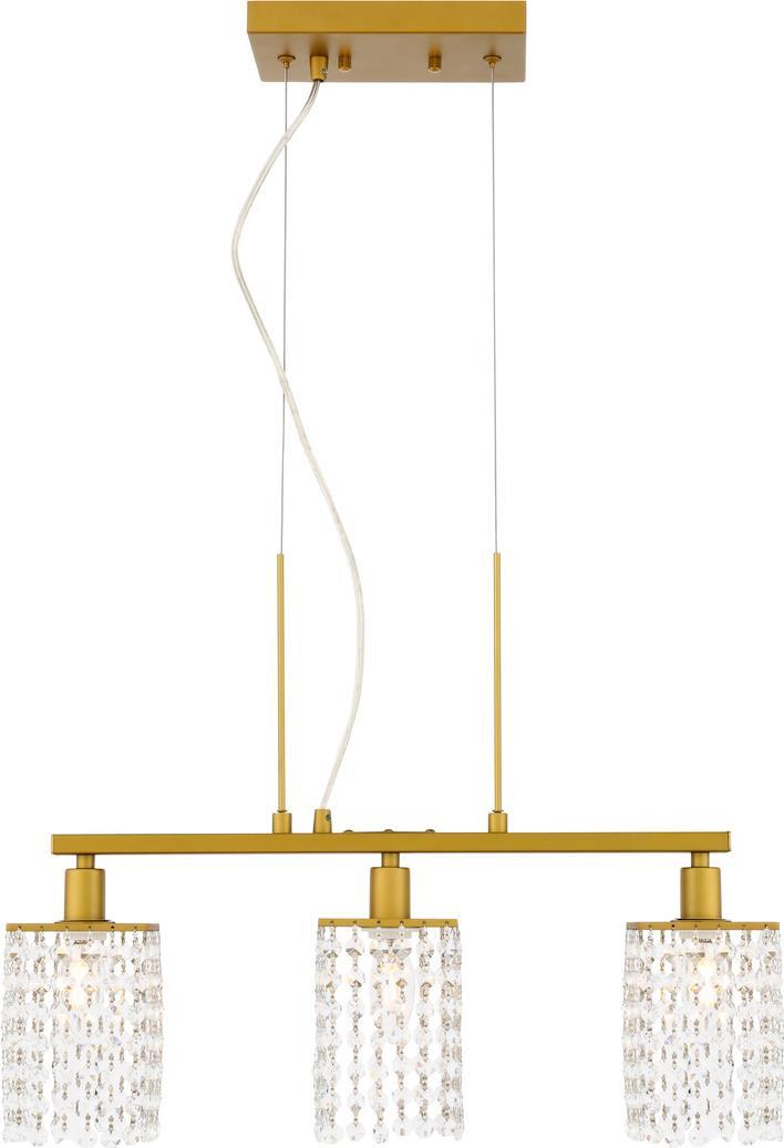 Pendant Light TAYLOR Mid-Century Modern Brass Clear Iron Crystal Candelabra E12-Image 1