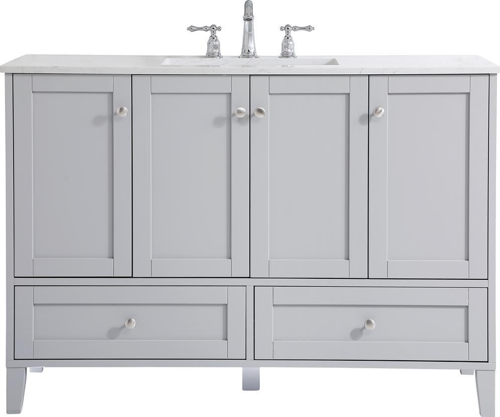 Bathroom Vanity Sink Traditional Antique Single Brushed Nickel Gray Silve-Image 1