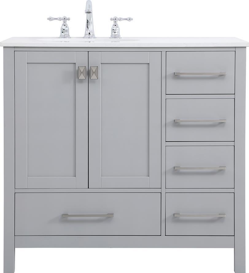 Bathroom Vanity Sink Traditional Antique Single Gray Brushed Nickel Silver-Image 1