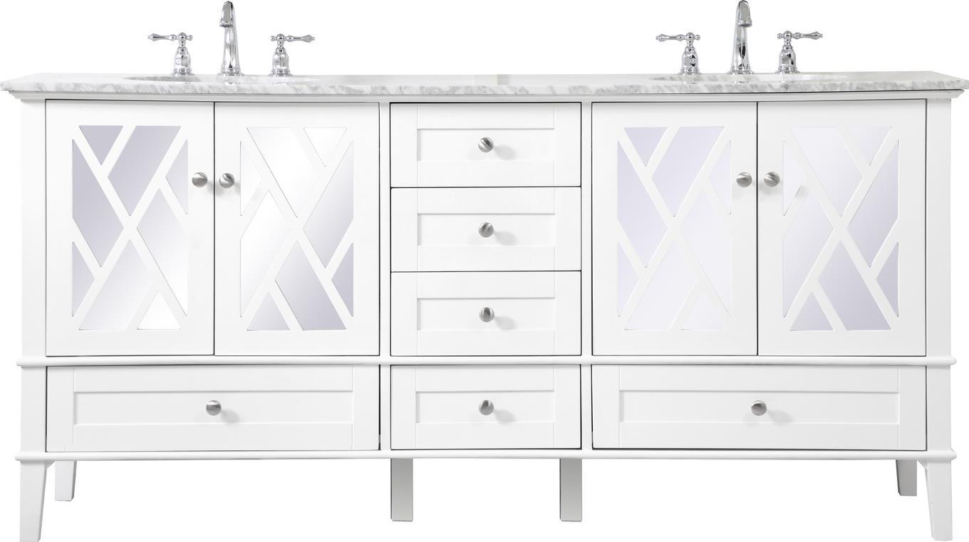 Bathroom Vanity Sink Contemporary Double Clear White Brushed Nickel Silver-Image 1